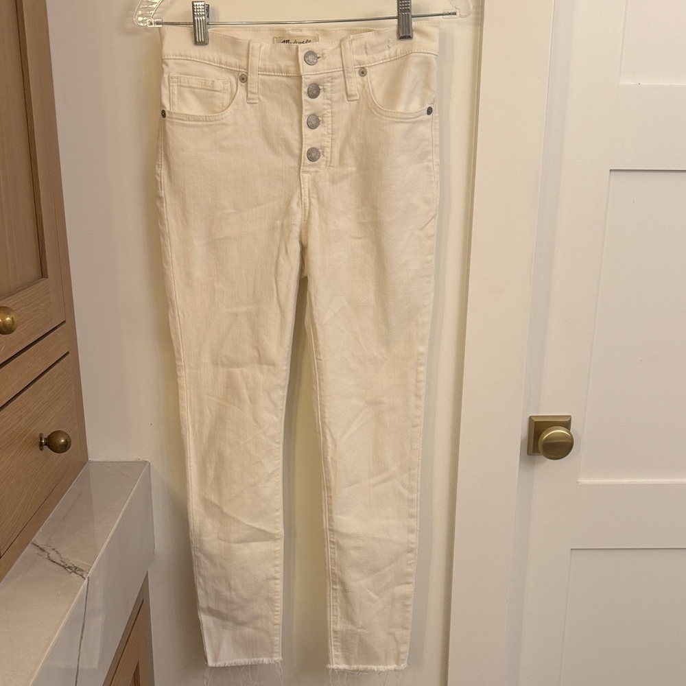Madewell Button-Fly Skinny White Jeans